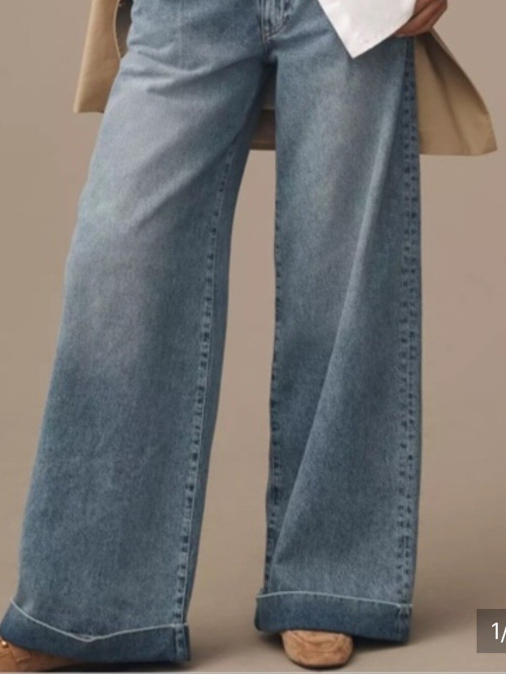 Pilcro Anthropologie High Rise Pleated Cuff Trouser Jeans Wide Leg Size 31